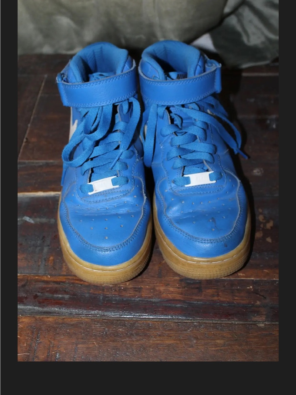 Big Boys Nike Air Force 1 Bright Blue Gum Sole High Top 🌵5.5